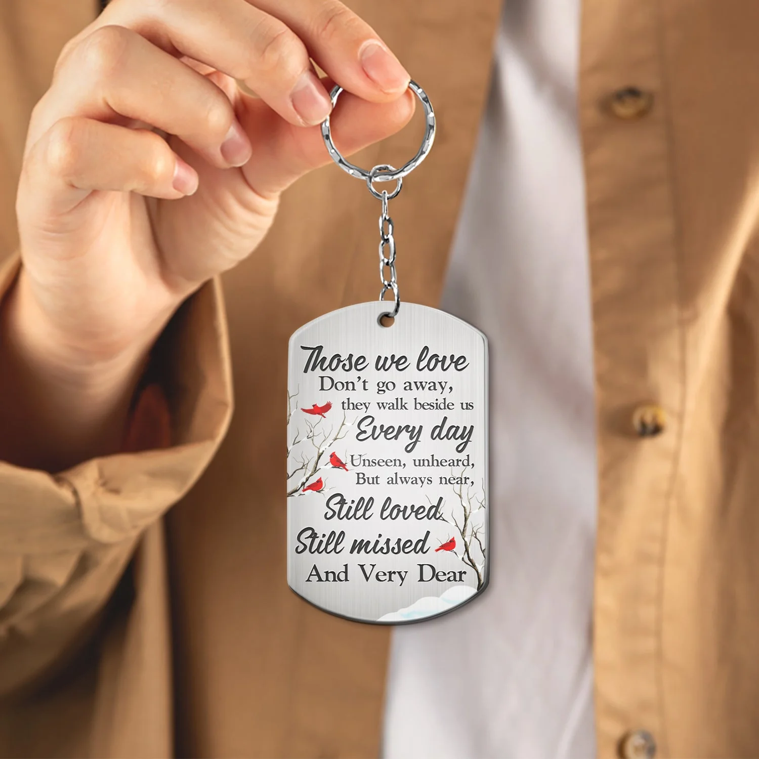 Custom Photo Those We Love Don't Go Away - Memorial Gift - Personalized Aluminum Keychain - Image 4