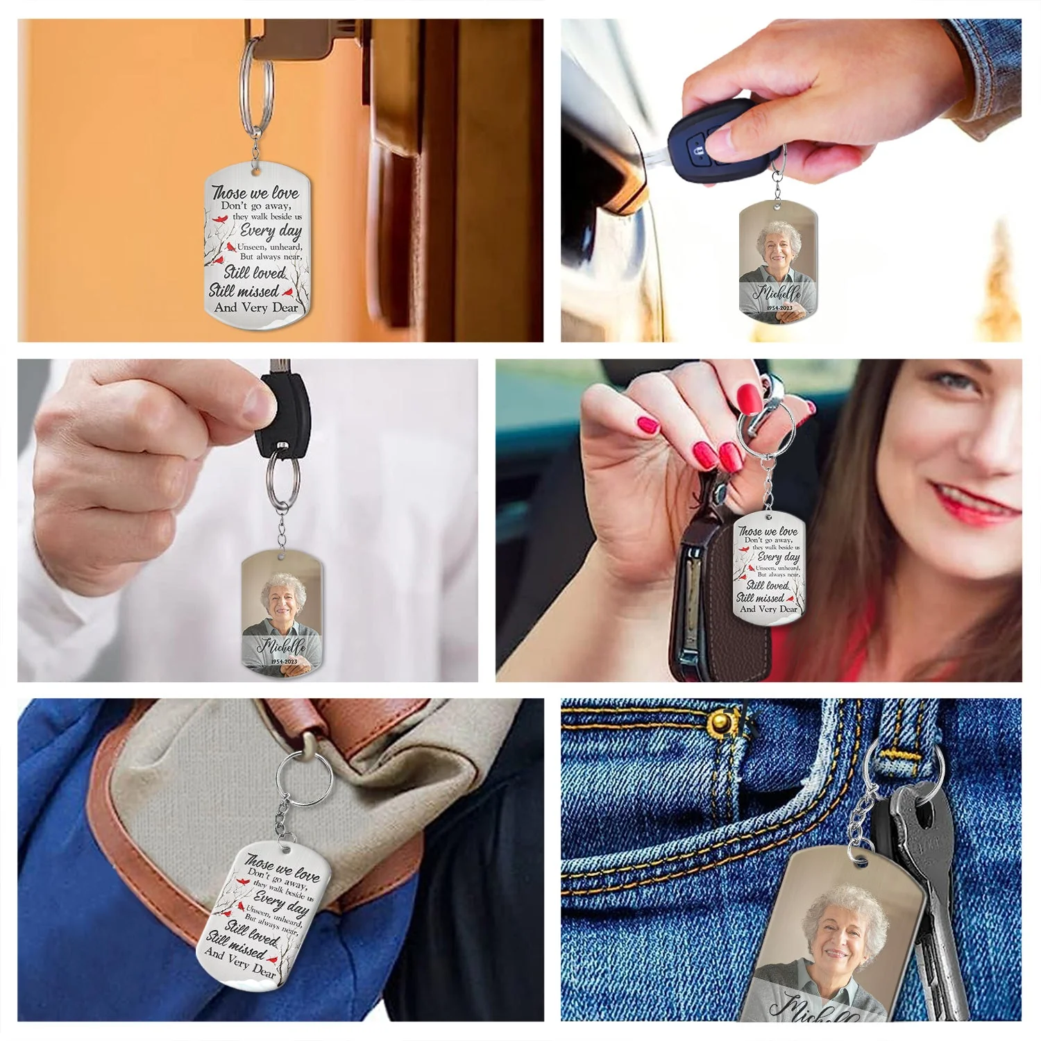 Custom Photo Those We Love Don't Go Away - Memorial Gift - Personalized Aluminum Keychain - Image 6
