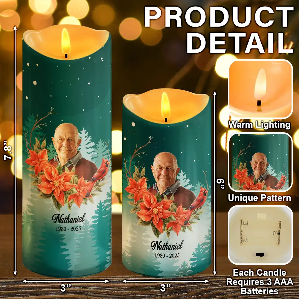 Custom Photo Those We Love Don't Go Away They Walk Beside Us - Personalized Flameless LED Candle - Image 6
