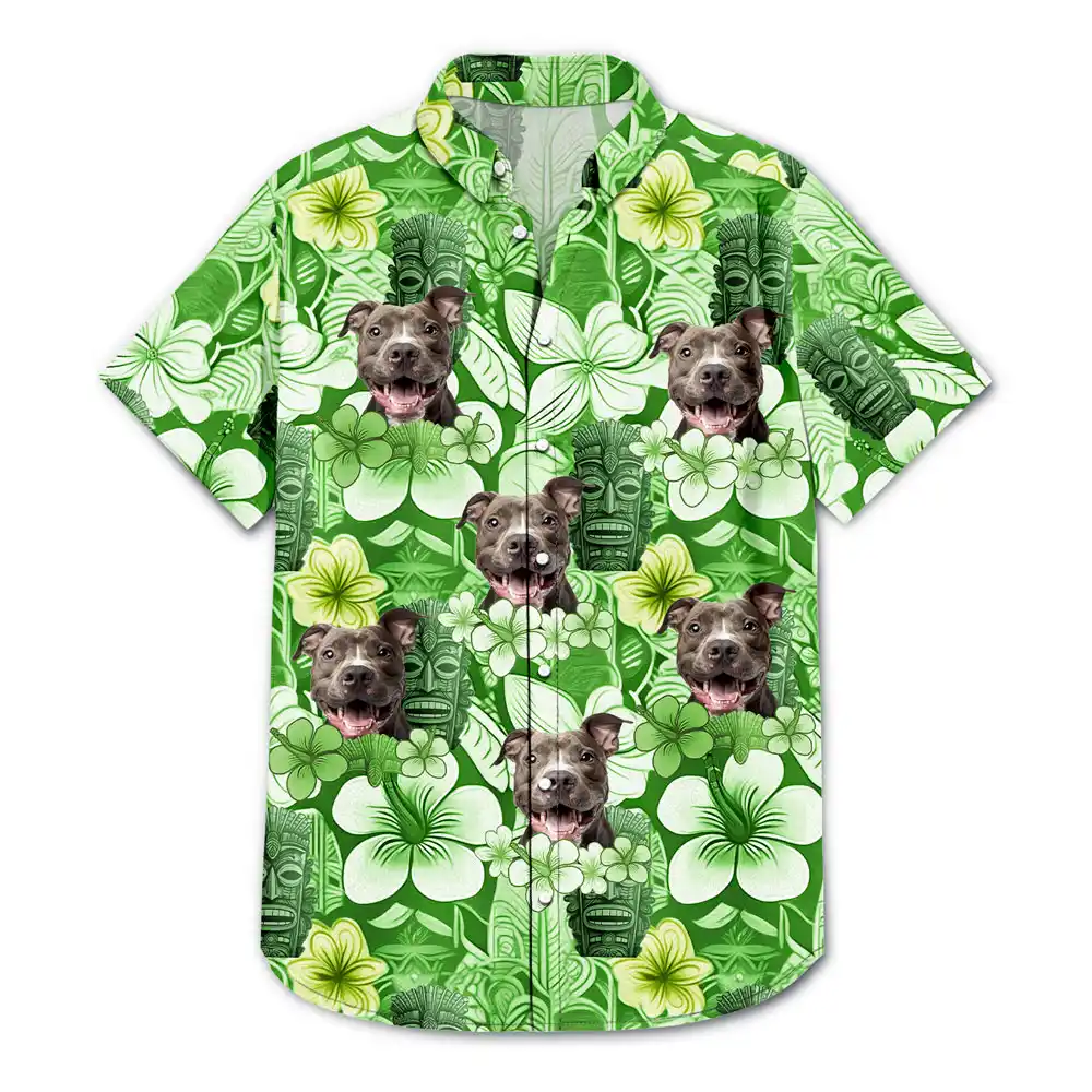 Custom Photo Tiki Flower Summer Beach Vibe - Personalized Hawaiian Shirt - Image 4