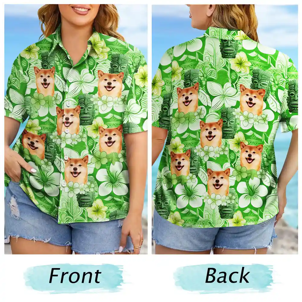 Custom Photo Tiki Flower Summer Beach Vibe - Personalized Hawaiian Shirt - Image 7