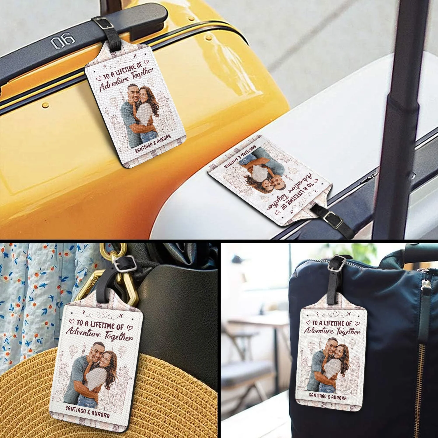 Custom Photo To A Lifetime Of Adventure Together - Gift For Couples - Personalized Luggage Tag - Image 4