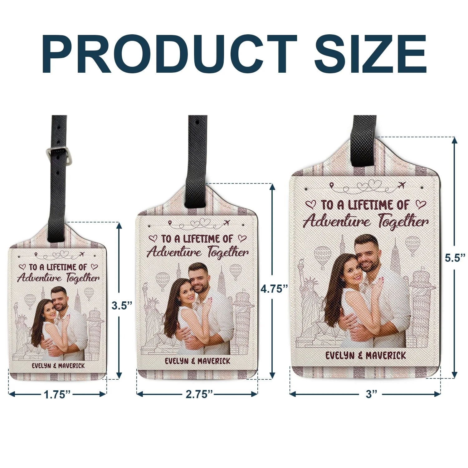 Custom Photo To A Lifetime Of Adventure Together - Gift For Couples - Personalized Luggage Tag - Image 6