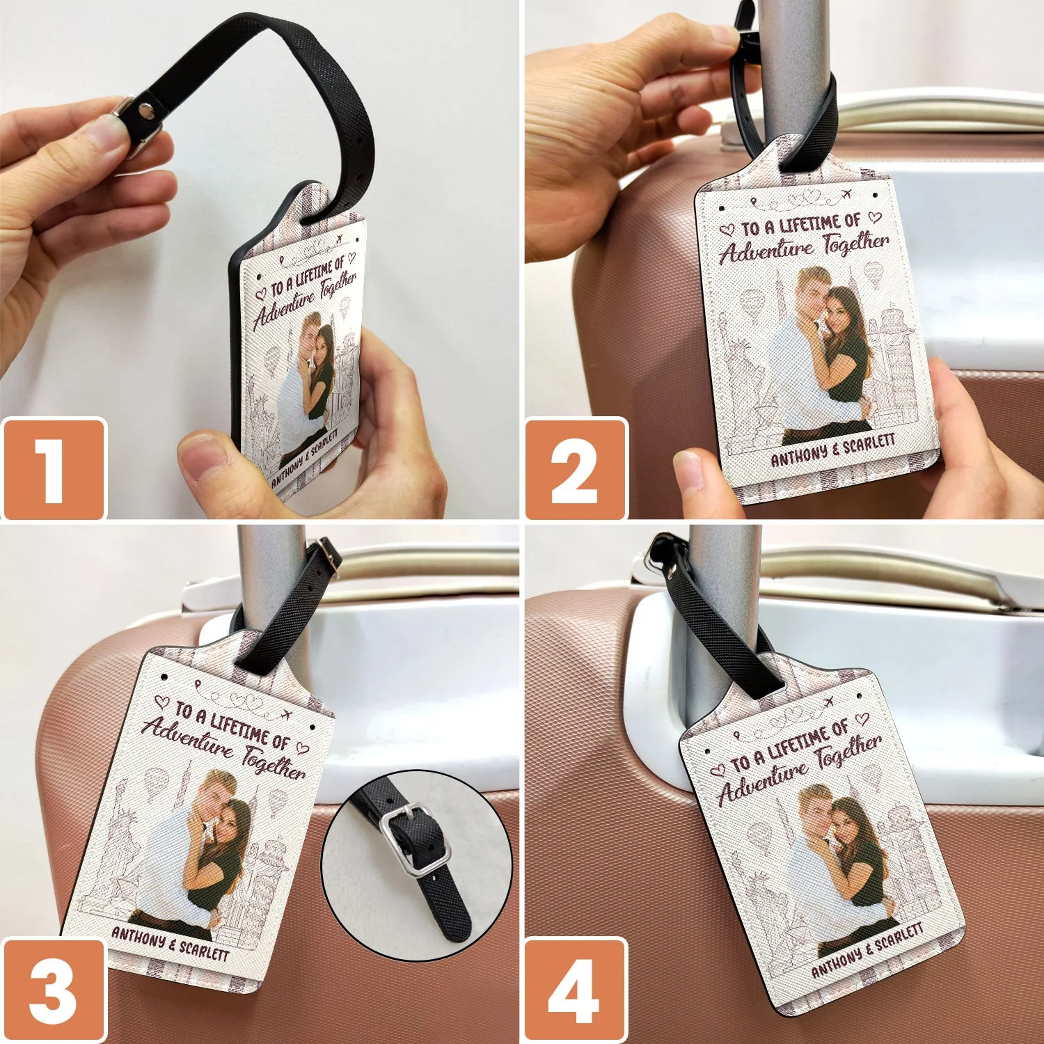 Custom Photo To A Lifetime Of Adventure Together - Gift For Couples - Personalized Luggage Tag - Image 7