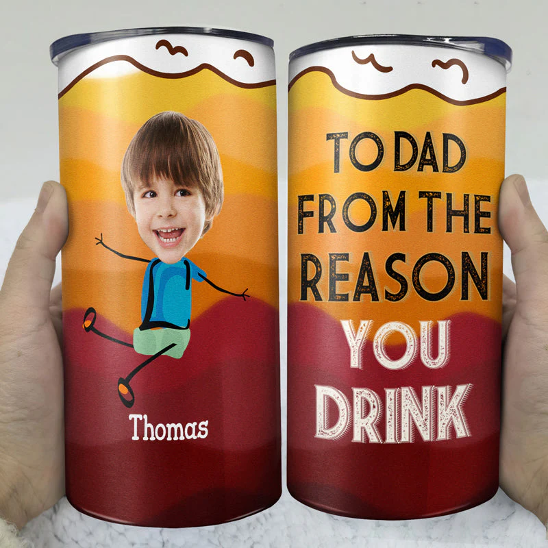 Custom Photo To Dad From The Reason You Drink - Personalized 4 In 1 Can Cooler Tumbler - Image 4