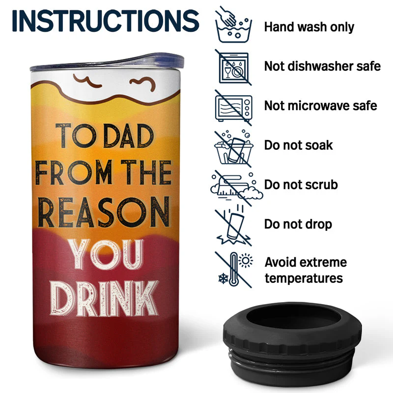 Custom Photo To Dad From The Reason You Drink - Personalized 4 In 1 Can Cooler Tumbler - Image 6