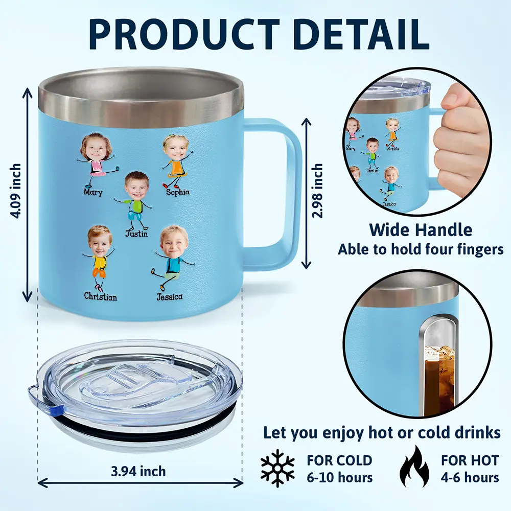 Custom Photo To Dad From The Reasons You Drink Funny - Personalized 14oz Stainless Steel Tumbler With Handle - Image 5
