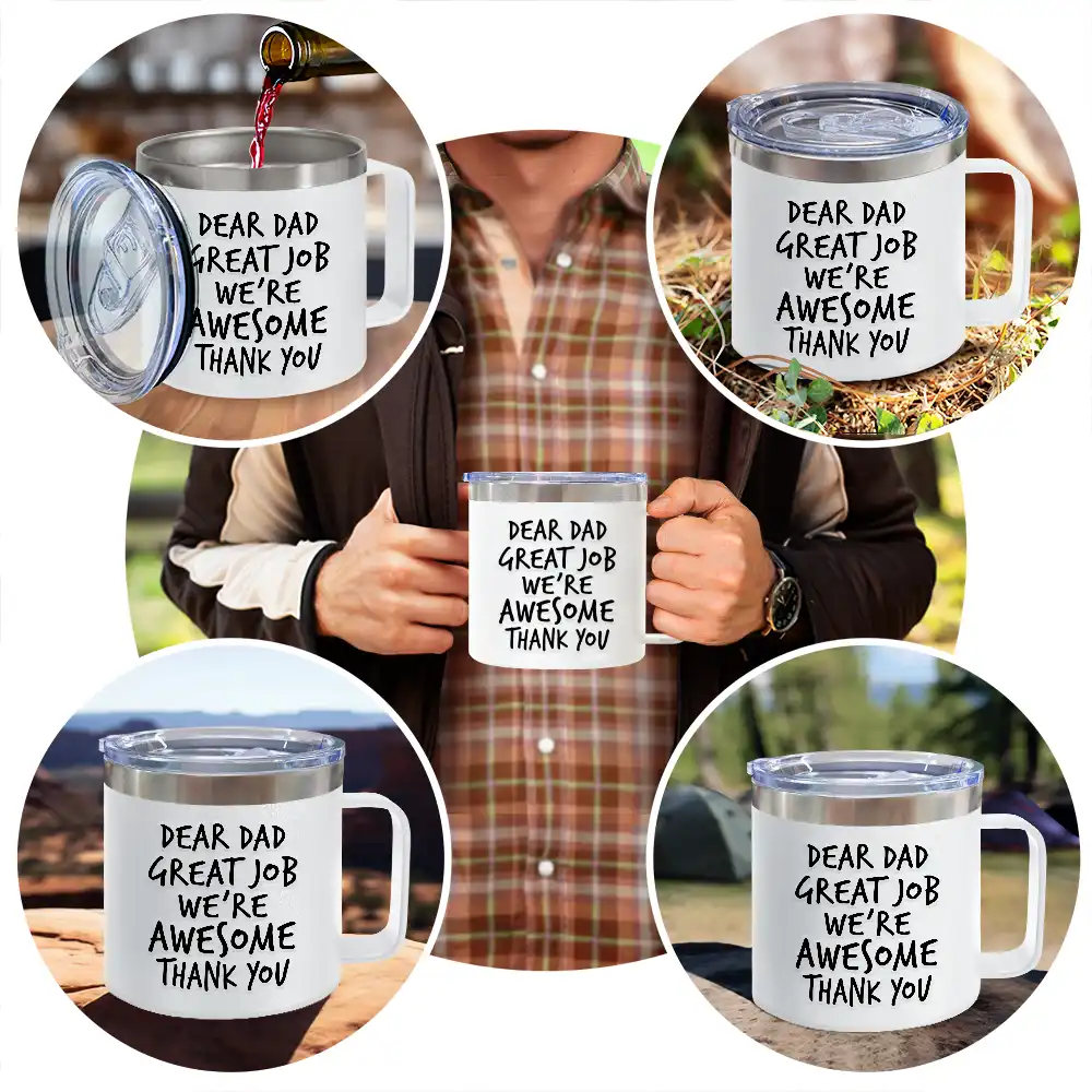 Custom Photo To Dad From The Reasons You Drink Funny - Personalized 14oz Stainless Steel Tumbler With Handle - Image 6