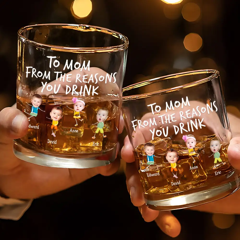 Custom Photo To Dad From The Reasons You Drink Funny - Personalized Whiskey Glass - Image 4