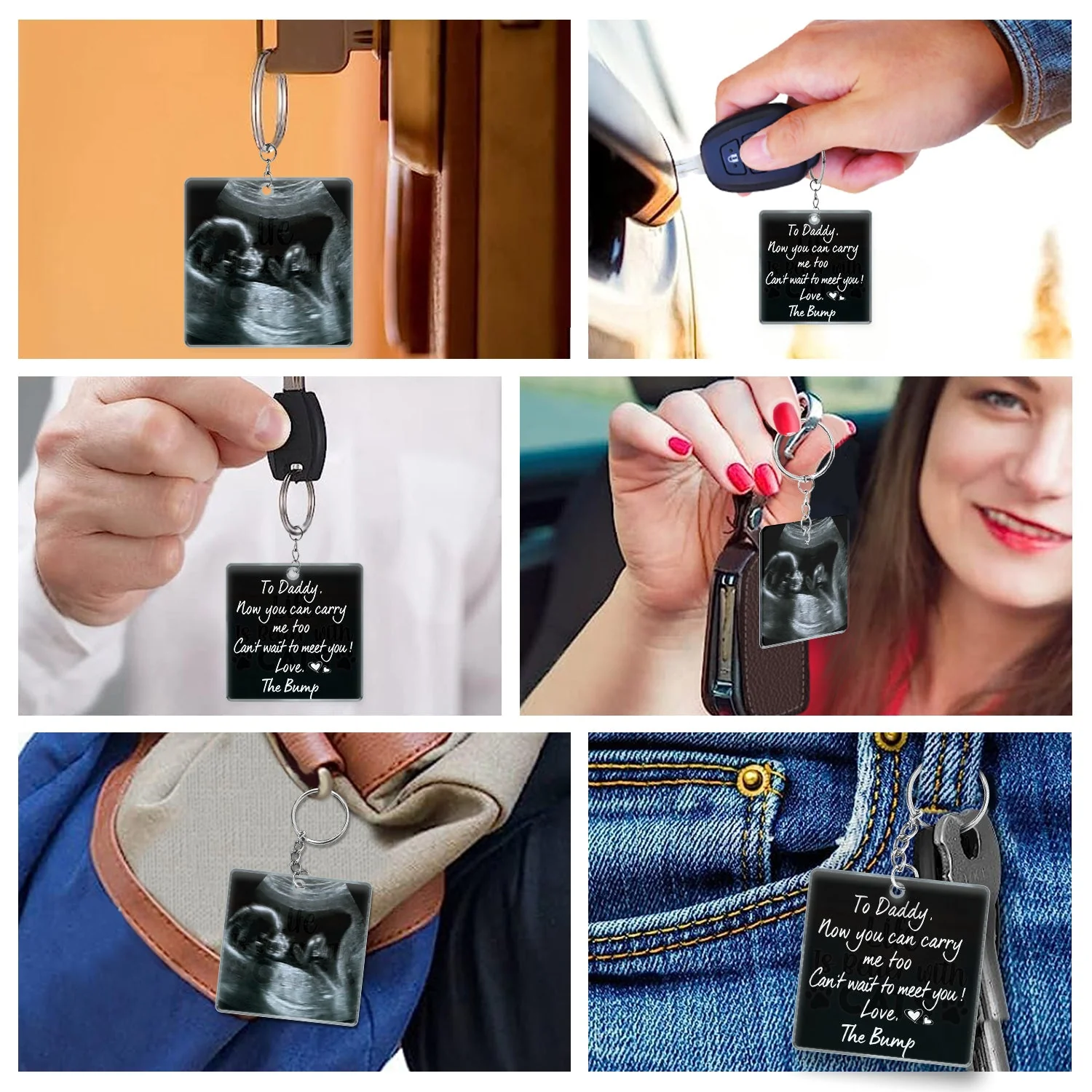 Custom Photo To Daddy Now You Can Carry Me Too - Gift For Dad, Father, New Parents - Personalized Acrylic Keychain - Image 6