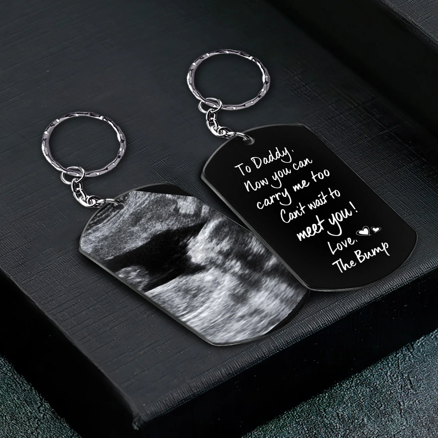 Custom Photo To Daddy Now You Can Carry Me Too - Gift For Dad, Father, New Parents - Personalized Aluminum Keychain - Image 2