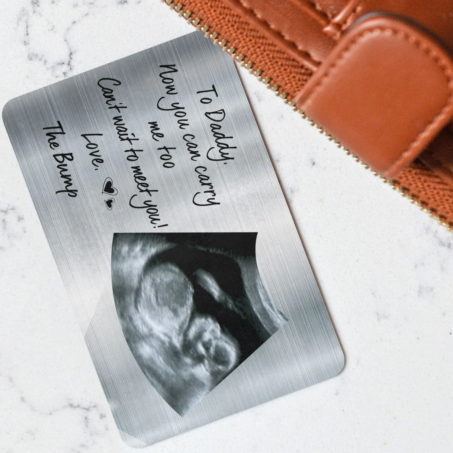 Custom Photo To Daddy Now You Can Carry Me Too - Gift For Dad, Father, New Parents - Personalized Aluminum Wallet Card - Image 3
