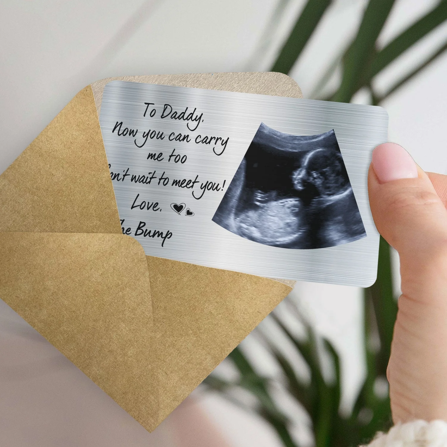Custom Photo To Daddy Now You Can Carry Me Too - Gift For Dad, Father, New Parents - Personalized Aluminum Wallet Card - Image 4