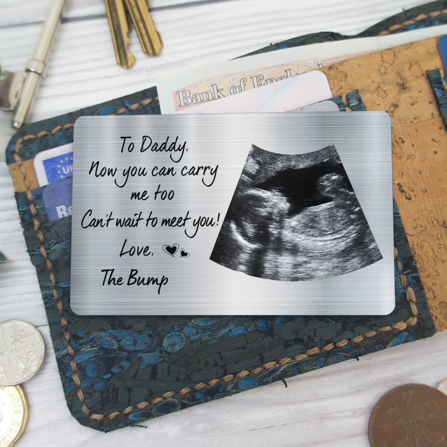 Custom Photo To Daddy Now You Can Carry Me Too - Gift For Dad, Father, New Parents - Personalized Aluminum Wallet Card - Image 5