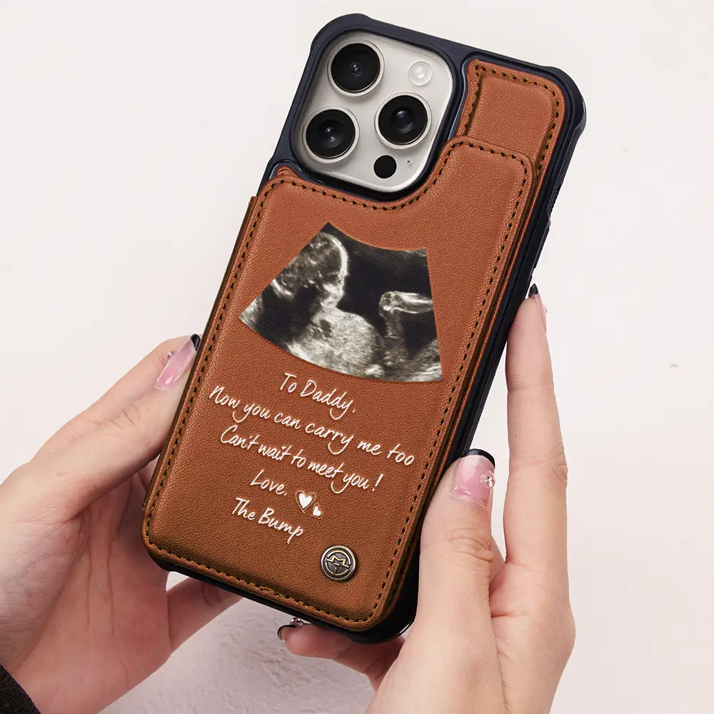 Custom Photo To Daddy Now You Can Carry Me Too - Personalized Leather Flip Wallet Phone Case - Image 2