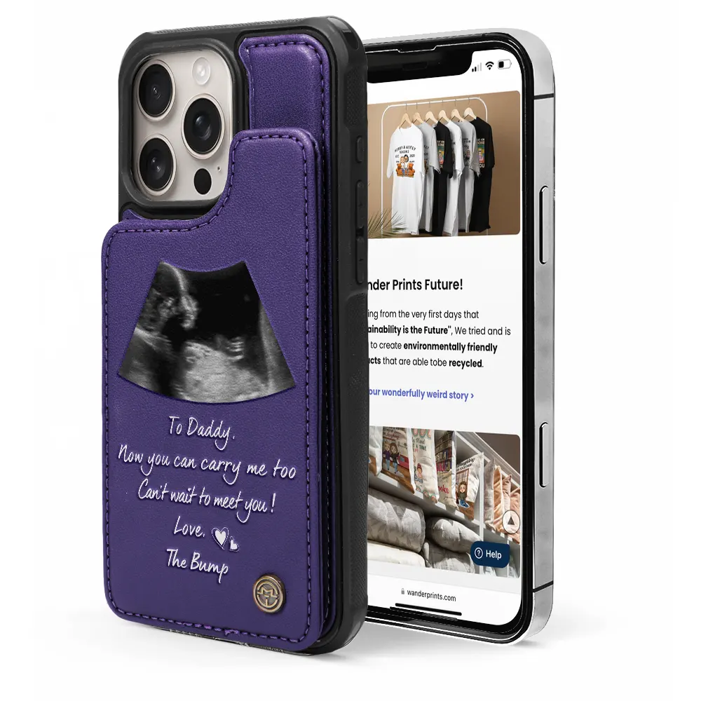 Custom Photo To Daddy Now You Can Carry Me Too - Personalized Leather Flip Wallet Phone Case - Image 5