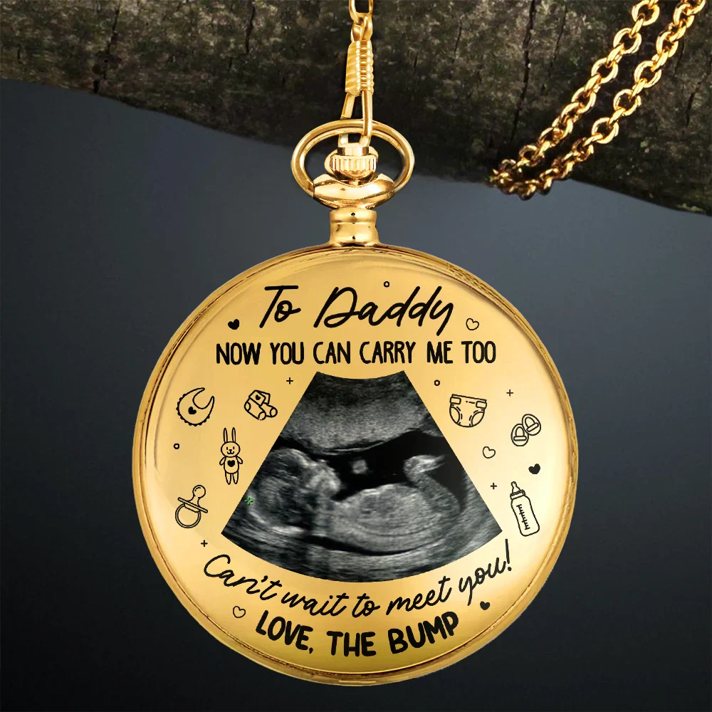 Custom Photo To Daddy Now You Can Carry Me Too - Personalized Pocket Watch - Image 3