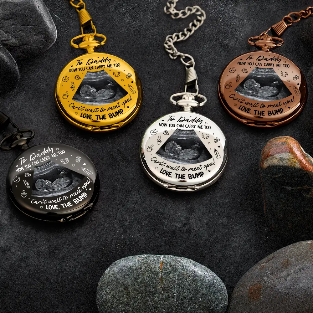 Custom Photo To Daddy Now You Can Carry Me Too - Personalized Pocket Watch - Image 5
