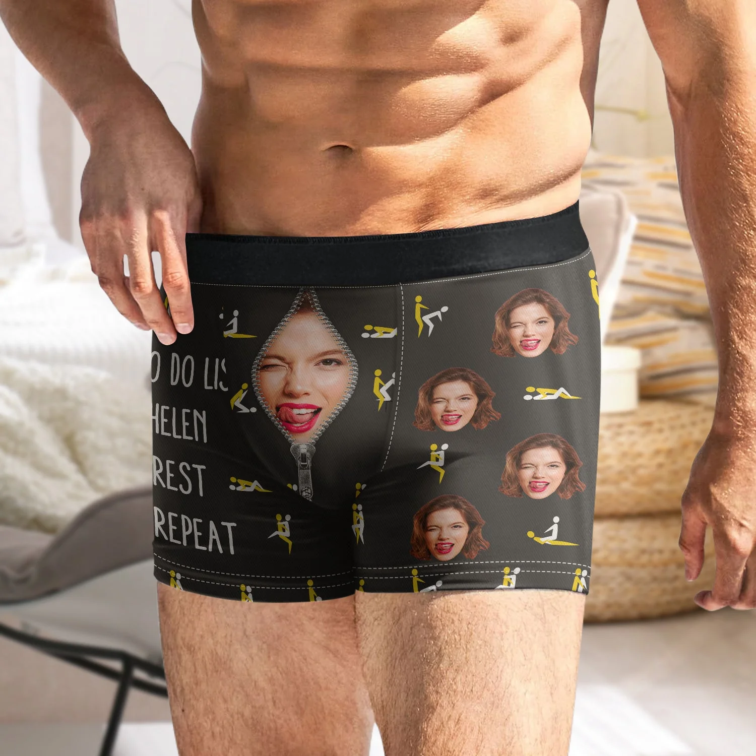 Custom Photo To Do List Wife Rest Repeat - Funny Gift For Husband, Boyfriend - Personalized Men's Boxer Briefs - Image 6