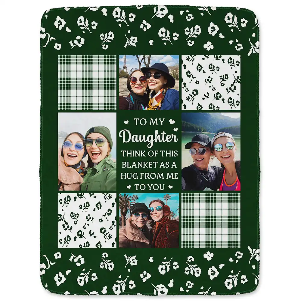 Custom Photo To My Mom Think Of This As A Hug From Me To You - Personalized Fleece Blanket, Sherpa Blanket - Image 2