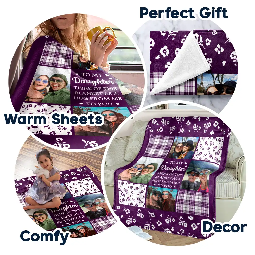Custom Photo To My Mom Think Of This As A Hug From Me To You - Personalized Fleece Blanket, Sherpa Blanket - Image 7
