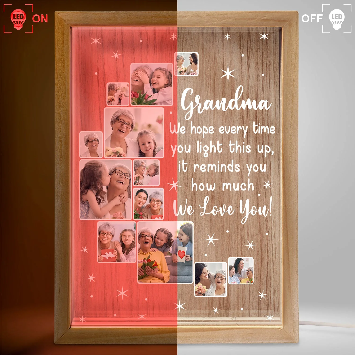 Custom Photo To My Mom We Hope Every Time You Light This Up - Birthday, Loving Gift For Mom, Mother, Grandma, Grandmother - Personalized Picture Frame Light Box - Image 3