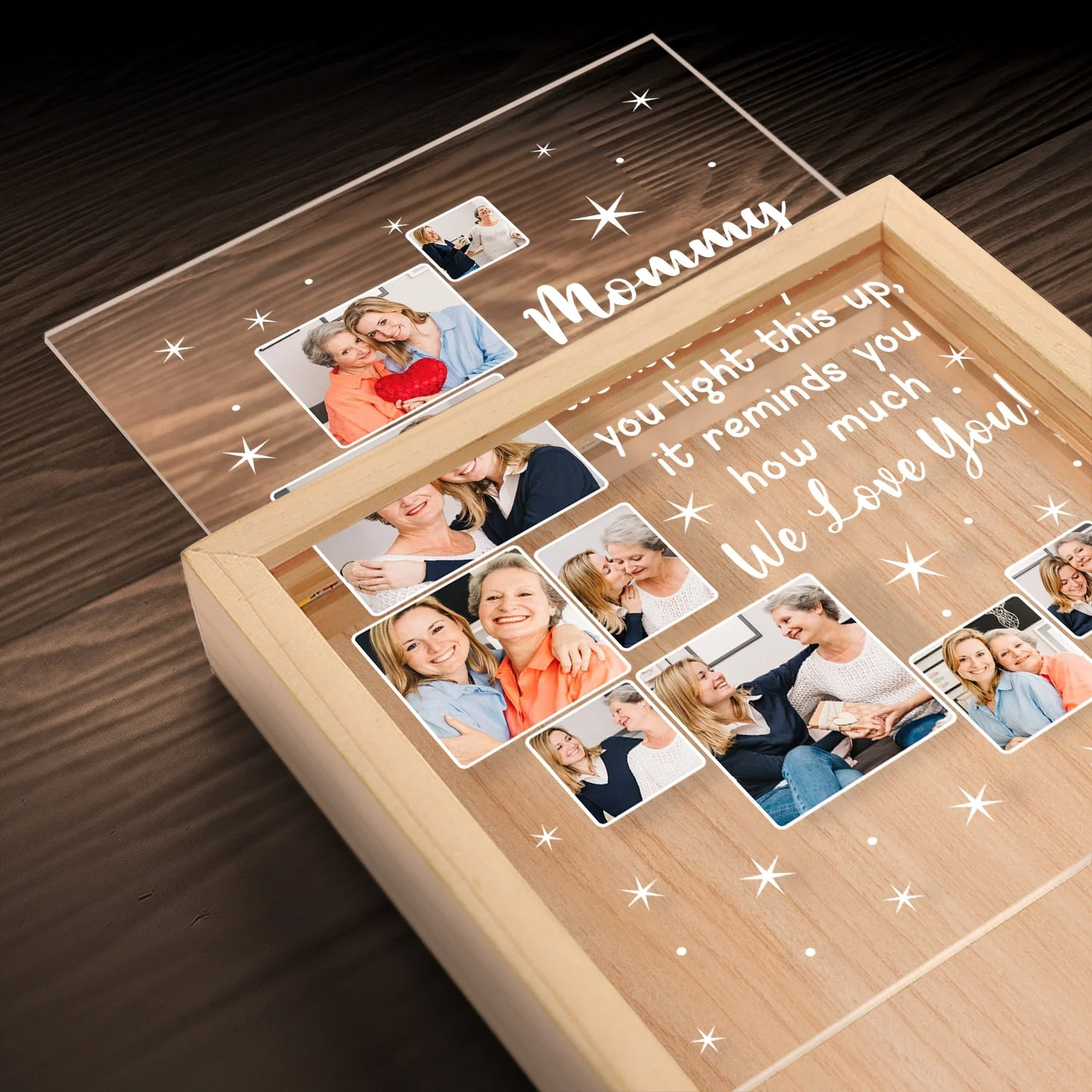 Custom Photo To My Mom We Hope Every Time You Light This Up - Birthday, Loving Gift For Mom, Mother, Grandma, Grandmother - Personalized Picture Frame Light Box - Image 4