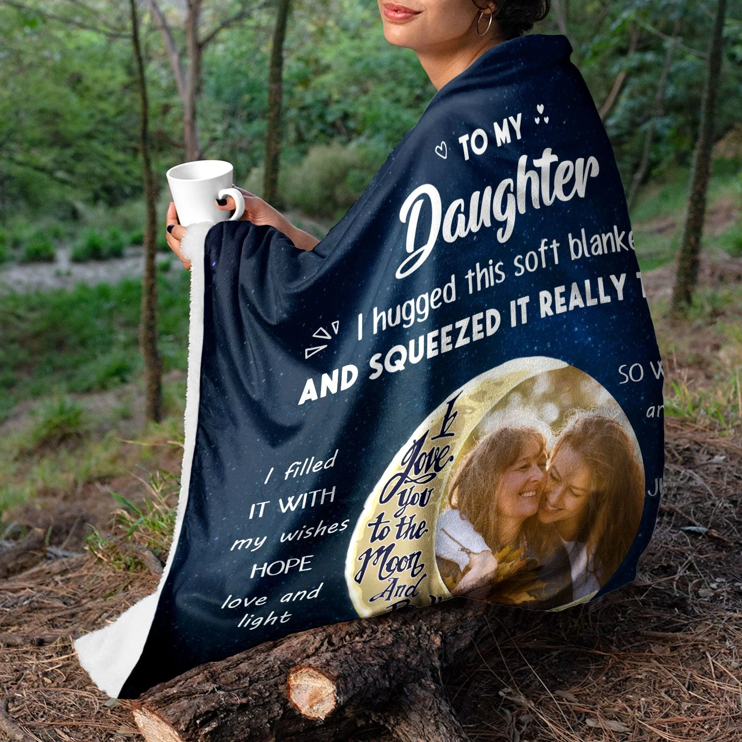 Custom Photo To The Moon & Back - Gift For Grandkids, Grandparents, Mom, Dad, Daughter, Son - Personalized Fleece Blanket - Image 5