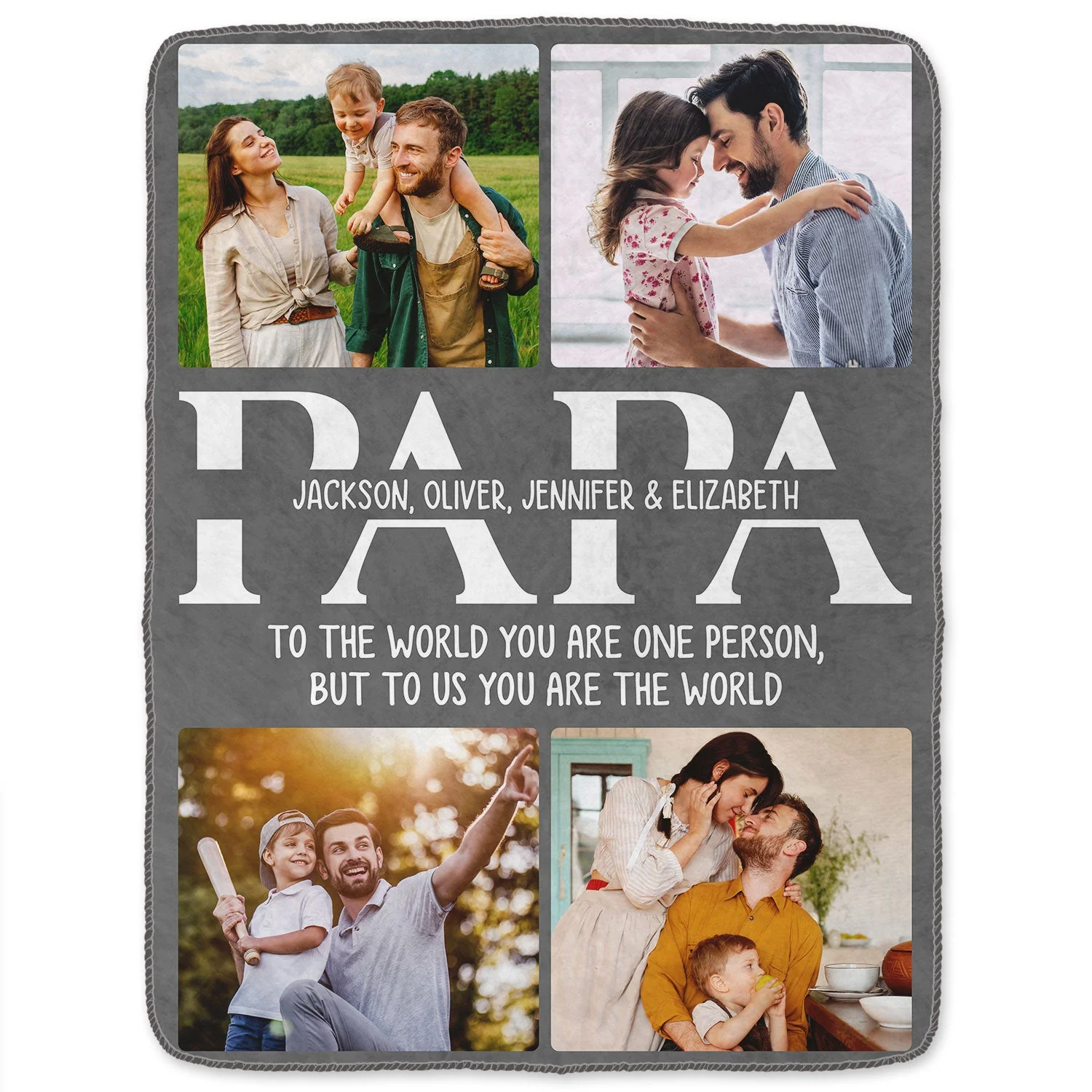 Custom Photo To Us You Are The World - Gift For Father - Personalized Fleece Blanket, Sherpa Blanket - Image 2
