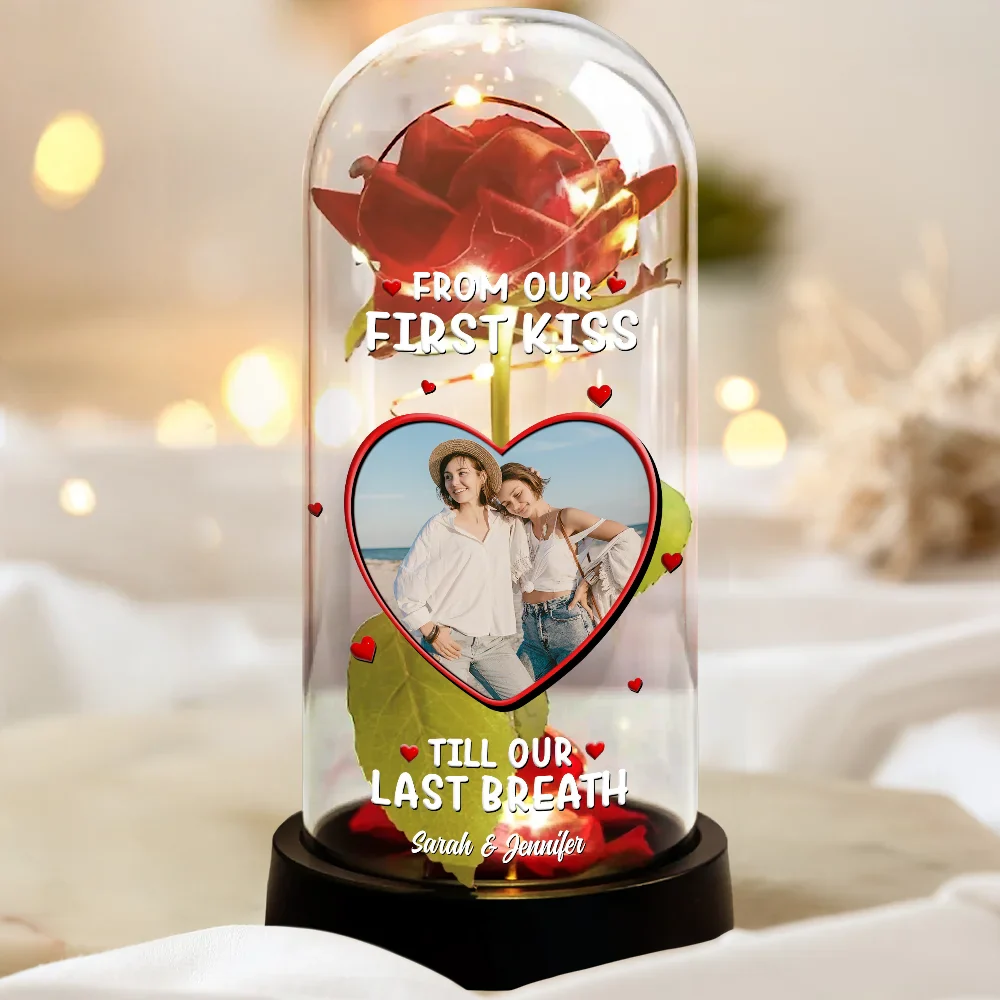 Custom Photo Together And Forever Yours - Personalized Everlasting Rose Dome Lamp - Image 3
