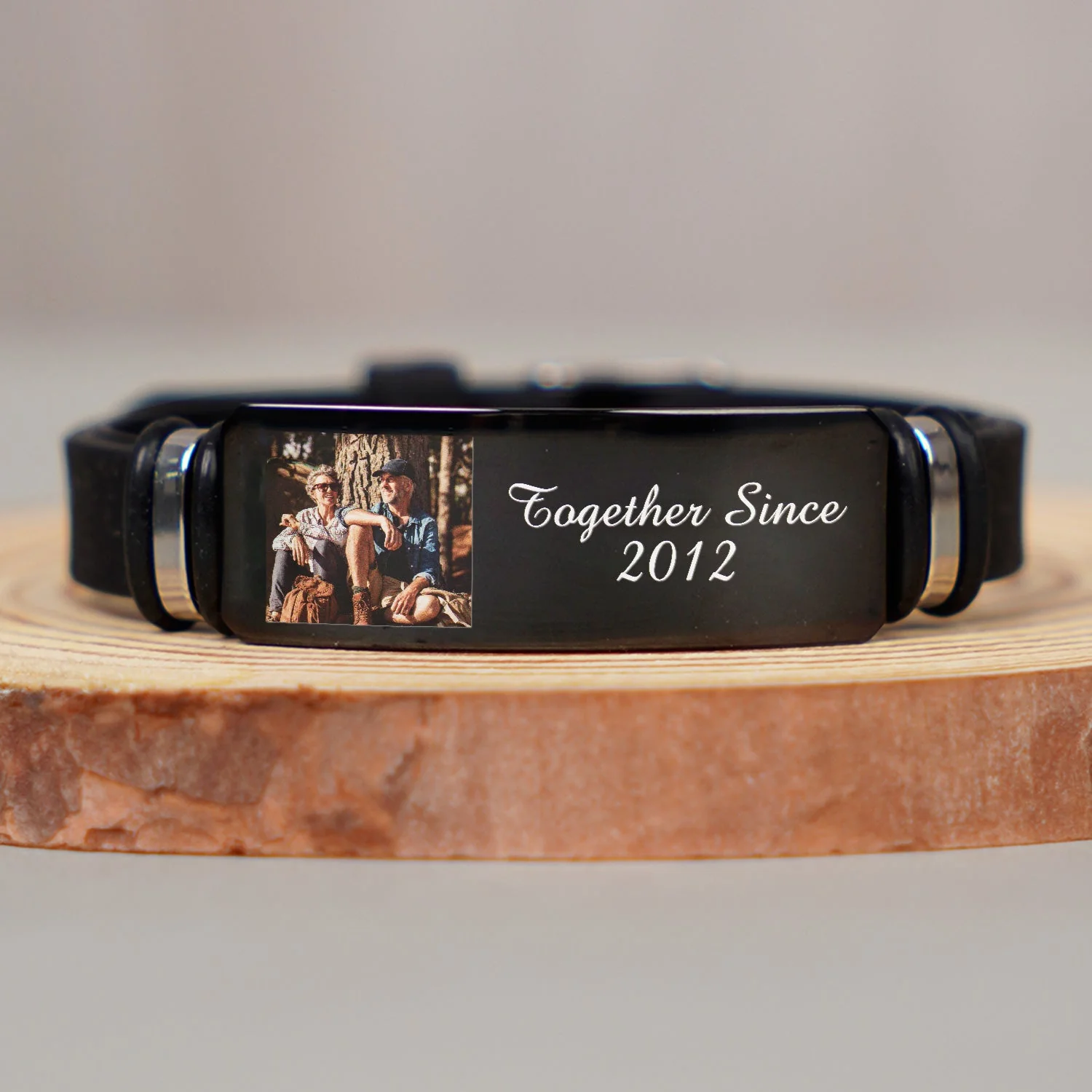 Custom Photo Together Since - Birthday, Anniversary Gift For Spouse, Husband, Wife, Couple - Personalized Engraved Bracelet - Image 3