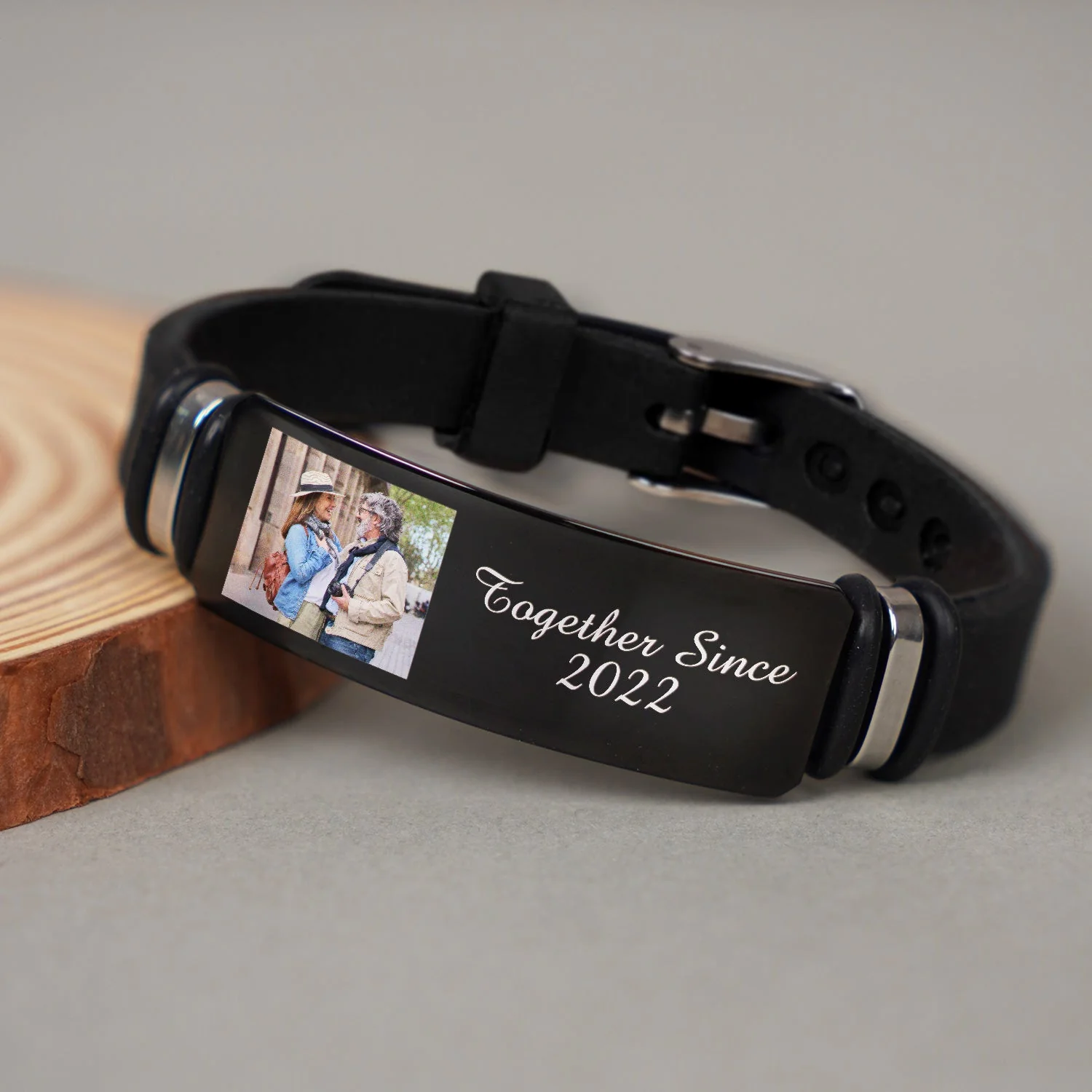 Custom Photo Together Since - Birthday, Anniversary Gift For Spouse, Husband, Wife, Couple - Personalized Engraved Bracelet - Image 4