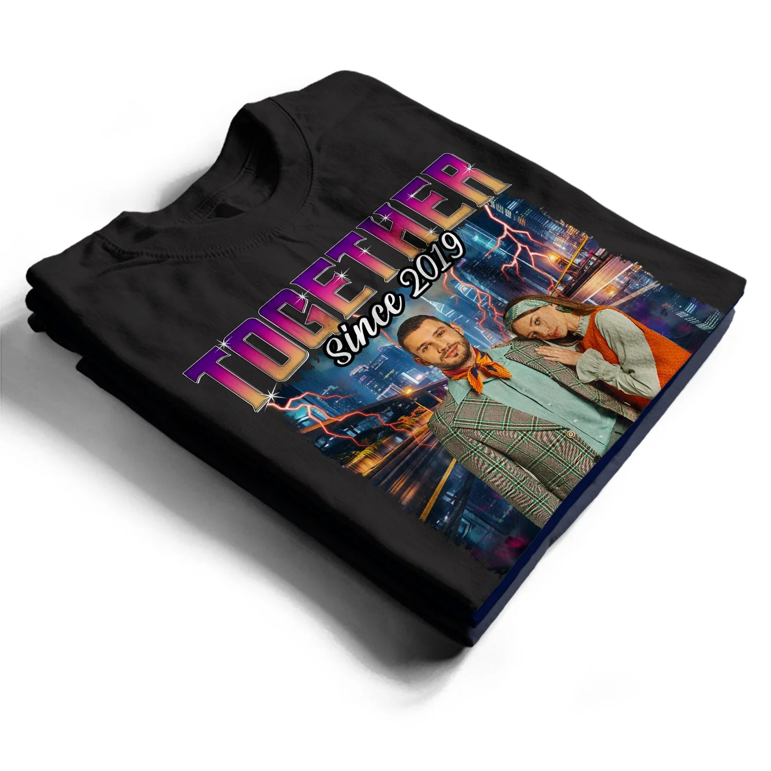 Custom Photo Together Since Hip Hop Retro Style - Birthday, Anniversary Gift For Couple, Spouse, Husband, Wife - Personalized T Shirt - Image 3