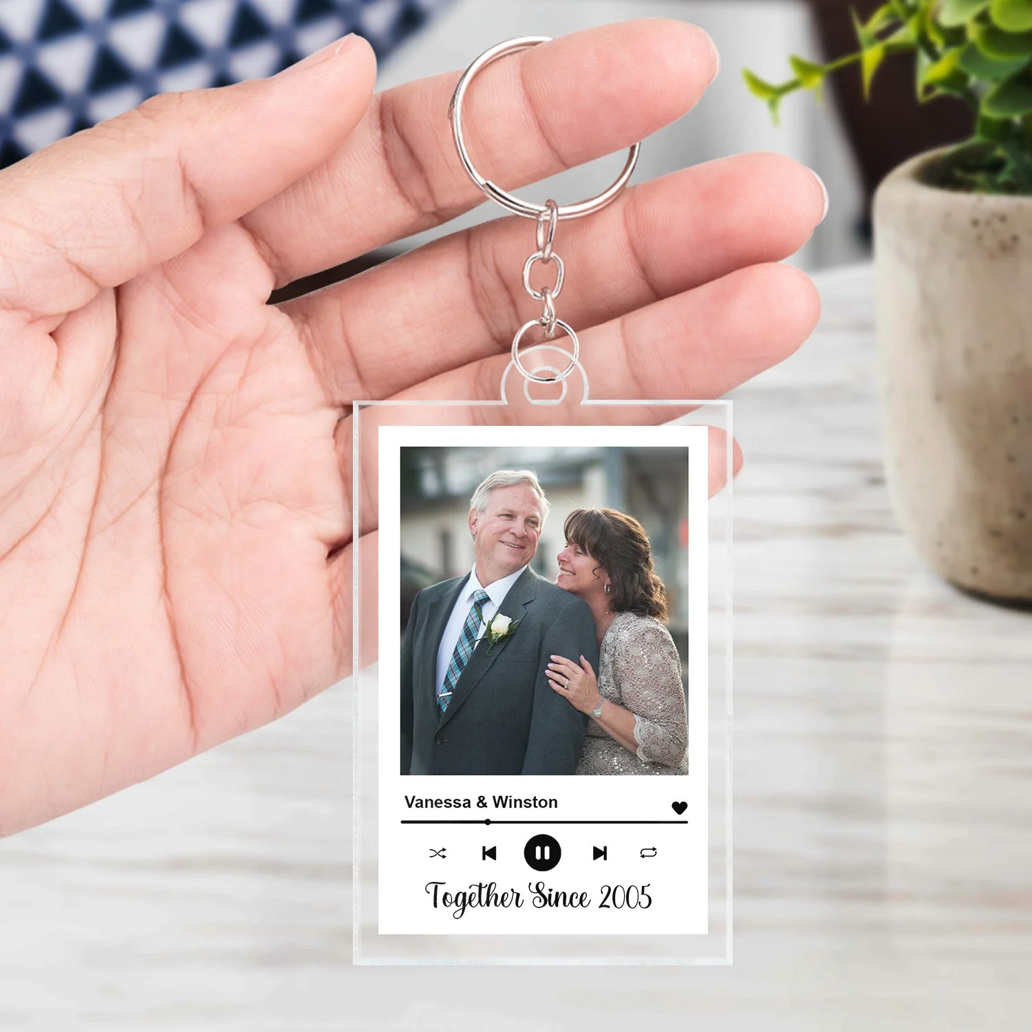 Custom Photo Together Since Husband Wife Anniversary - Gift For Couples - Personalized Custom Rectangle Acrylic Keychain - Image 3