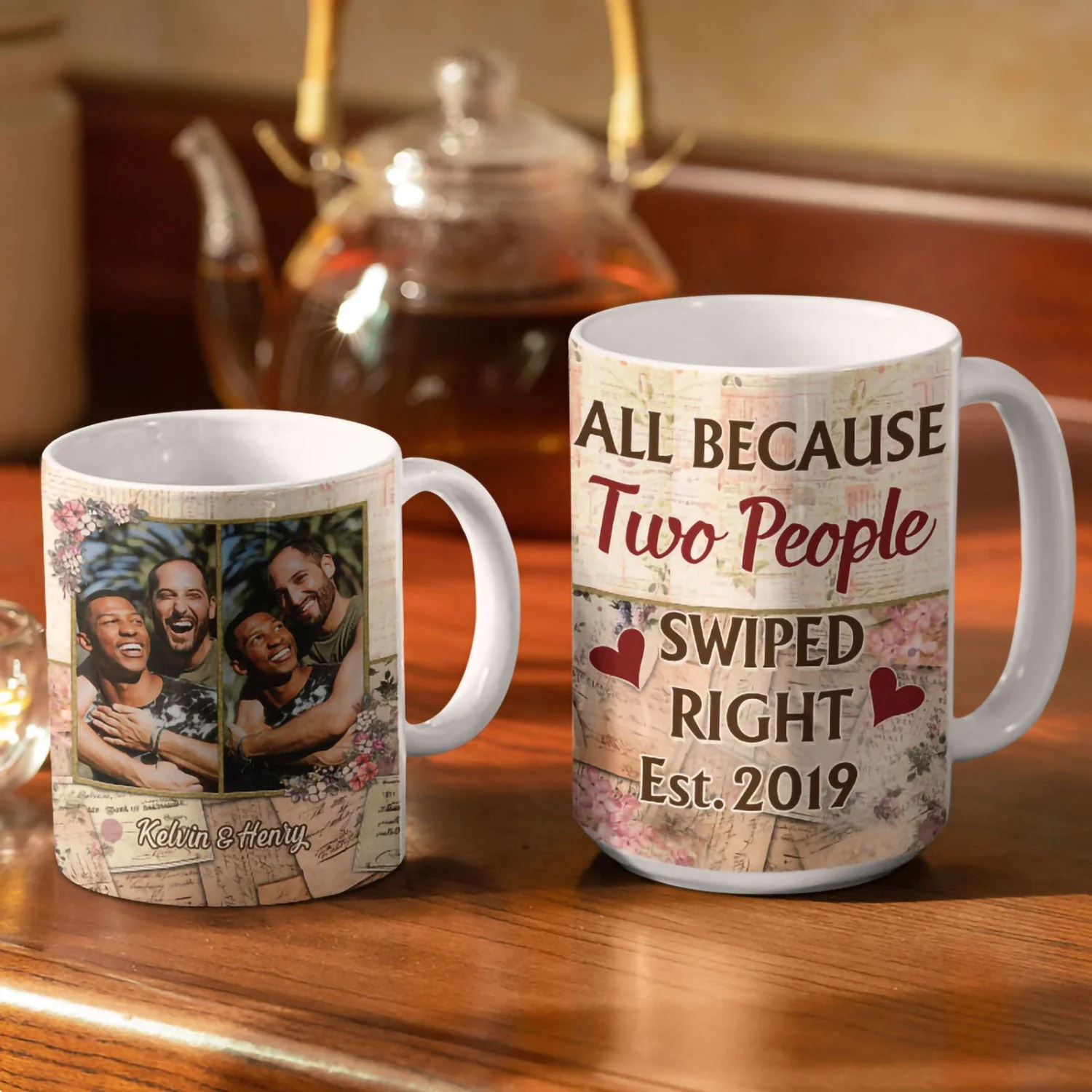 Custom Photo Together Since Husband Wife - Couple Gift - Personalized Custom White Edge-to-Edge Mug - Image 3