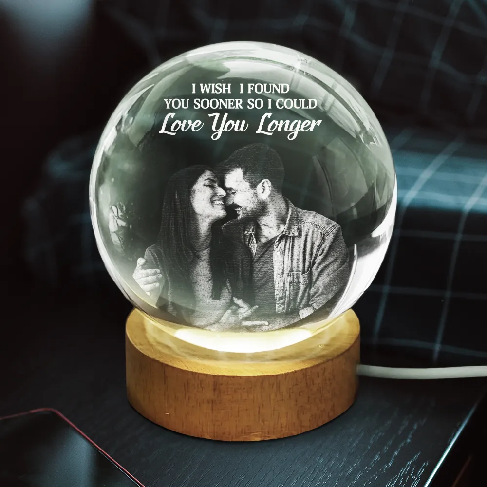 Custom Photo Together Since - Personalized Crystal Globe Lamp - Image 4