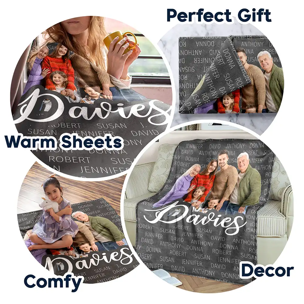 Custom Photo Together We Make A Family Custom Name - Personalized Fleece Blanket, Sherpa Blanket - Image 8