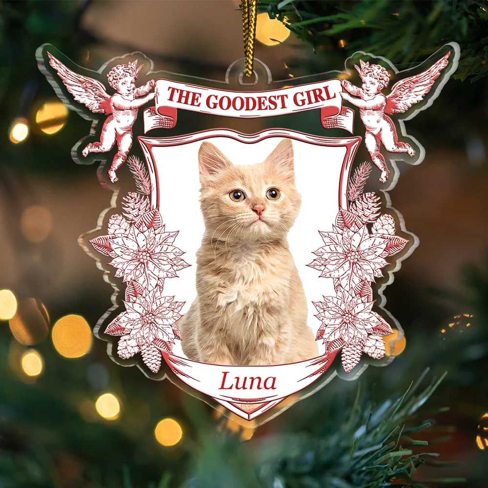 Custom Photo Toile De Jouy Goodest Boy Girl - Personalized Custom Shaped Acrylic Ornament - Image 4
