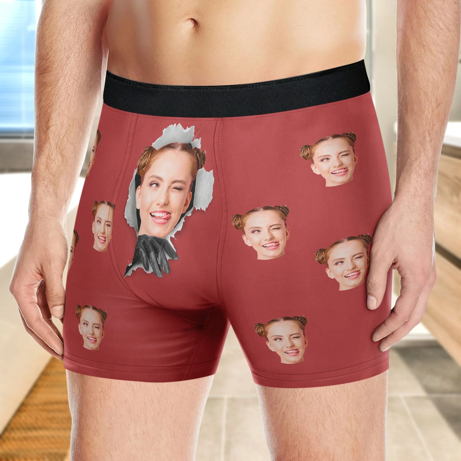 Custom Photo Torn Paper - Funny Gift For Husband, Boyfriend - Personalized Men's Boxer Briefs - Image 4