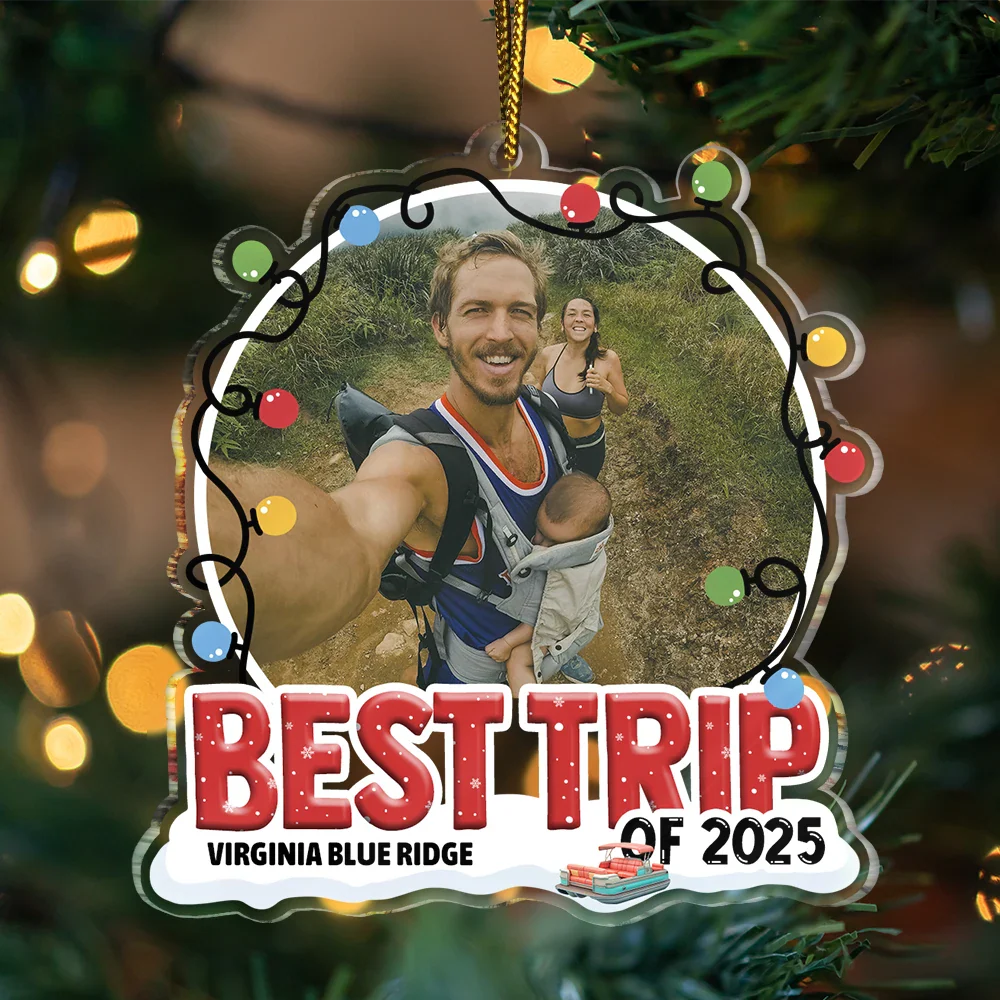 Custom Photo Travel Family Couple Friend Best Trip - Personalized Custom Shaped Acrylic Ornament - Image 3