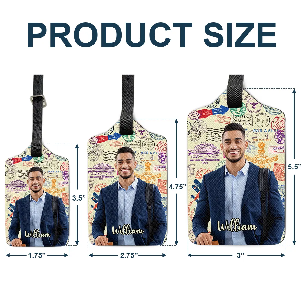 Custom Photo Travel Stamp Pattern - Personalized Luggage Tag - Image 6