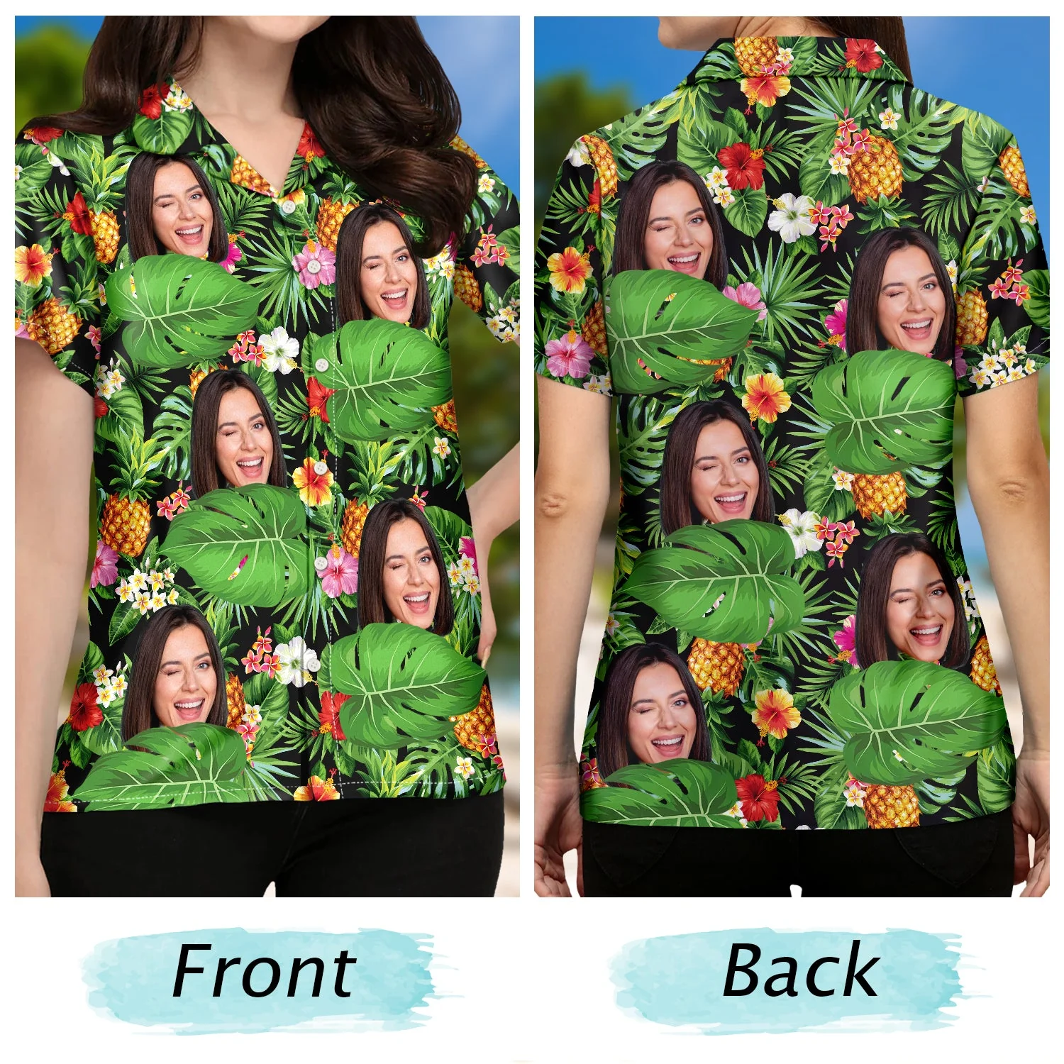 Custom Photo Tropical Funny Family Pet Face - Gift For Men, Best Friends, Siblings, Dog And Cat Lovers - Personalized Custom Hawaiian Shirt - Image 3
