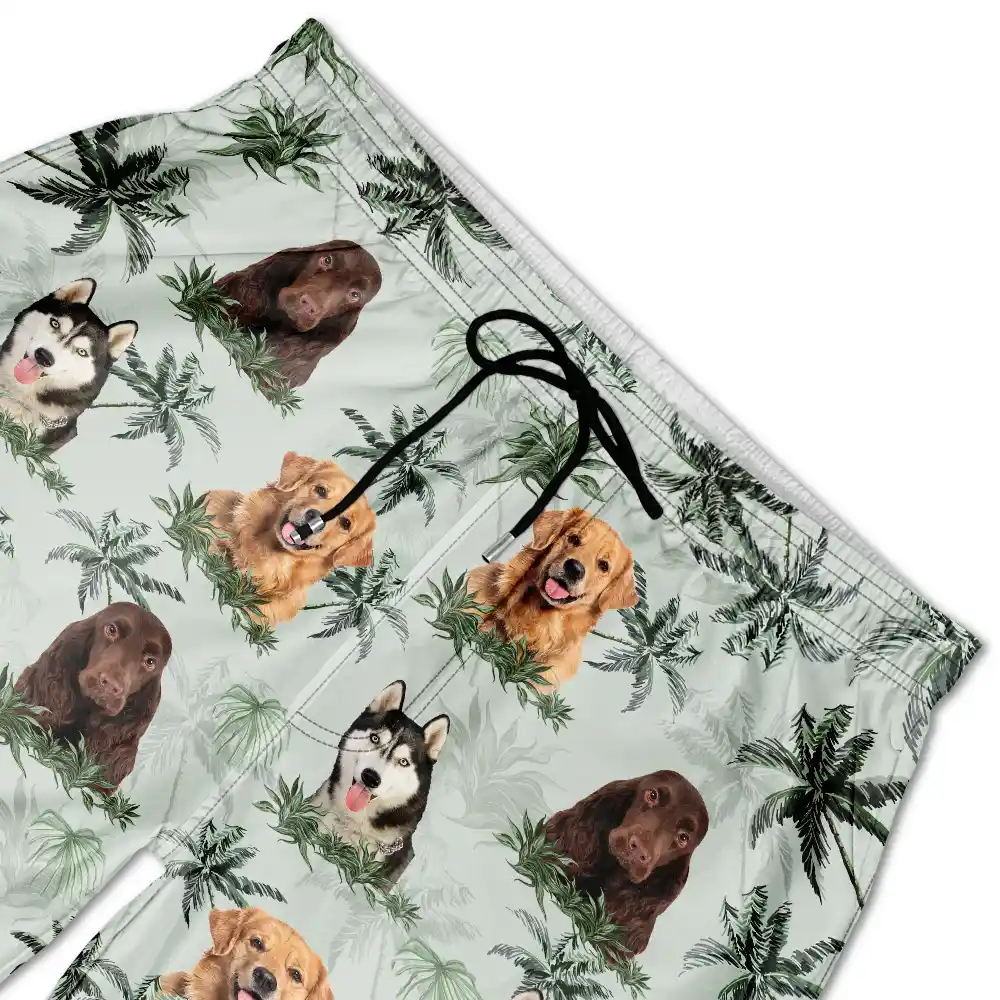 Custom Photo Tropical Palm Dog Cat - Personalized Unisex Beach Shorts - Image 7