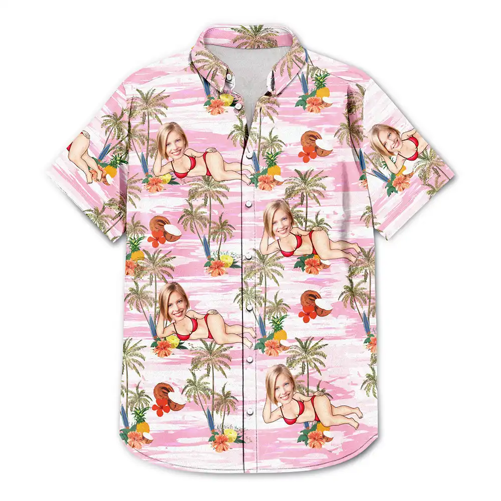 Custom Photo Tropical Sexy Pose - Personalized Hawaiian Shirt - Image 4