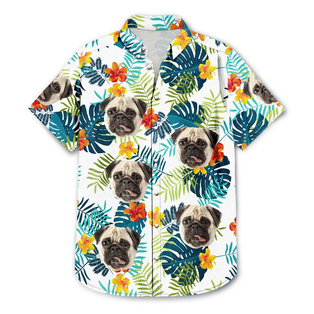 Custom Photo Tropical Vibes Pet Face - Personalized Hawaiian Shirt - Image 4