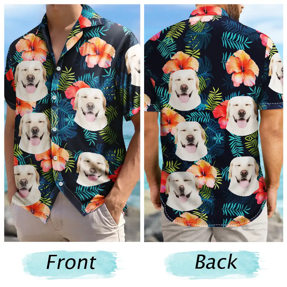 Custom Photo Tropical Vibes Pet Face - Personalized Hawaiian Shirt - Image 6