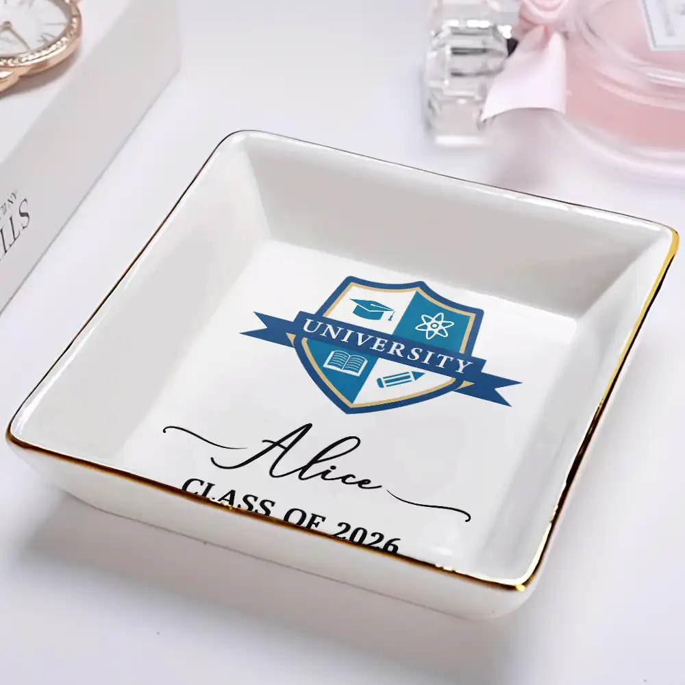 Custom Photo University Logo Graduation - Personalized Ring Dish - Image 3