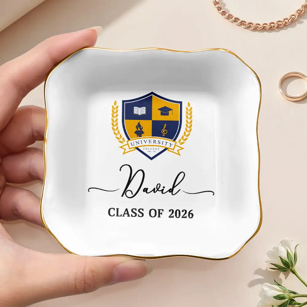 Custom Photo University Logo Graduation - Personalized Ring Dish - Image 4