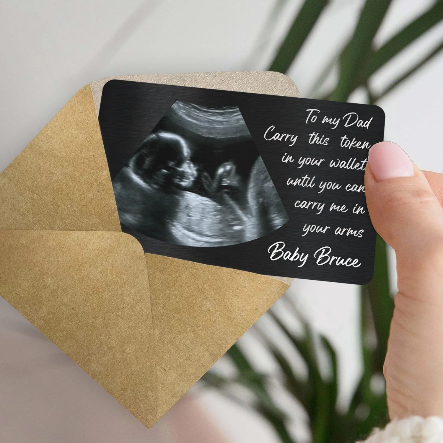 Custom Photo Until You Can Carry Me In Your Arms - Birthday, Loving Gift For Father, Dad-to-be - Personalized Aluminum Wallet Card - Image 4