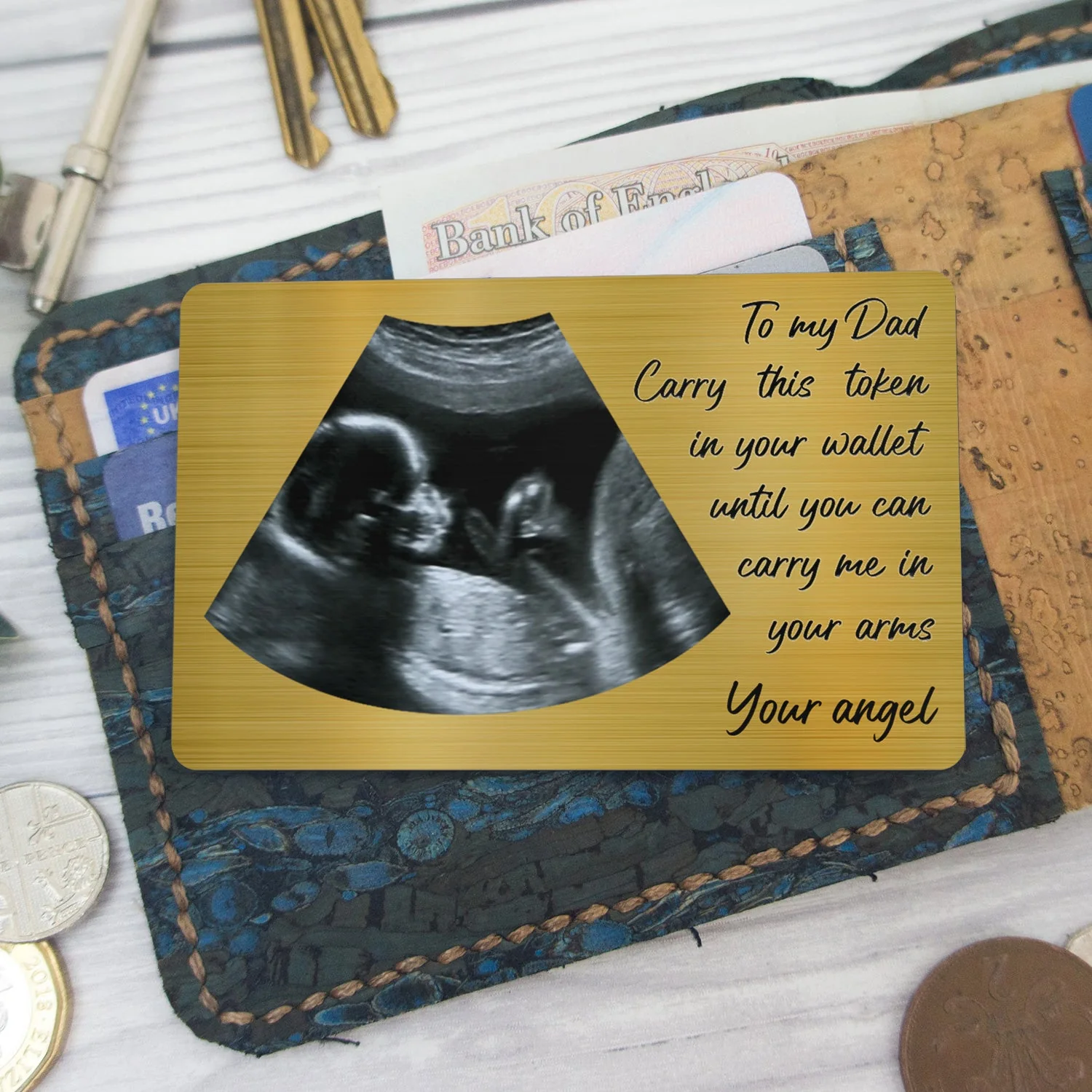 Custom Photo Until You Can Carry Me In Your Arms - Birthday, Loving Gift For Father, Dad-to-be - Personalized Aluminum Wallet Card - Image 5
